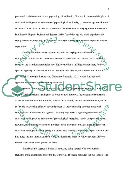 Interaction between Trait Emotional Intelligence, Age and Gender