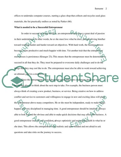 Characteristics of an enterpreneur