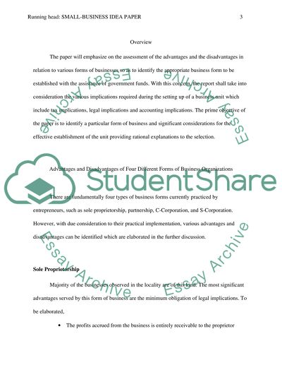 Small-Business Idea Paper