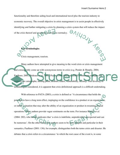 Tourism Crisis Management