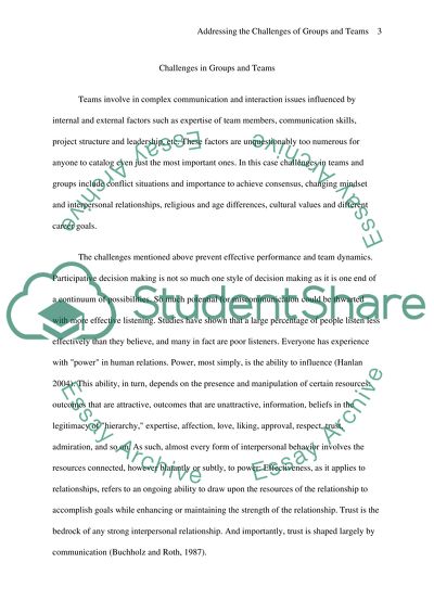 Challenges in Groups and Teams