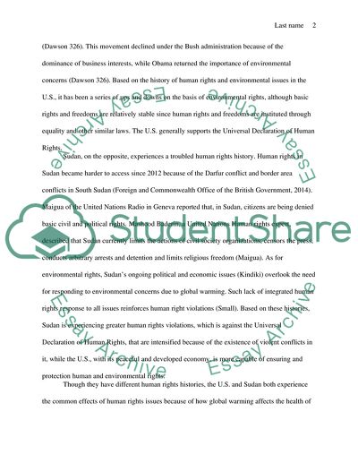 The Effects of Global Warming on the United States and Sudan
