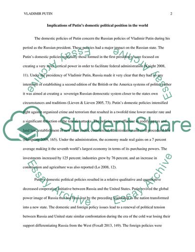 Domestic Political Position of Putin