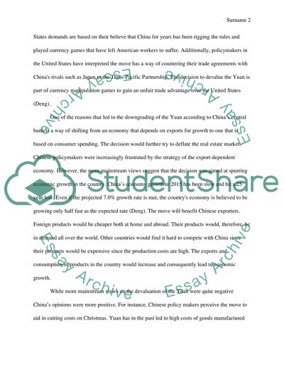 Decision To Downgrade The Yuan