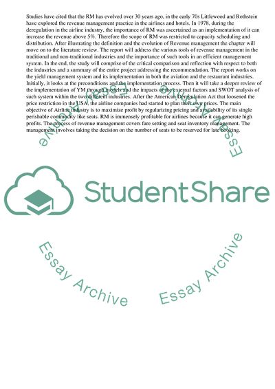 Revenue Management, Implementation and Preconditions