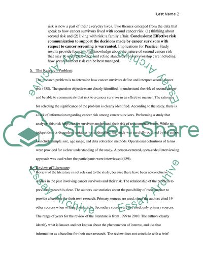 Critical Thinking Assignment Part Two