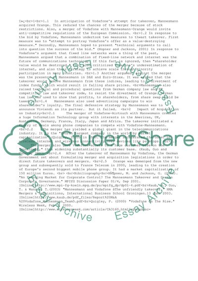 Impact of Acquisition on Industry: Case of Vodafone