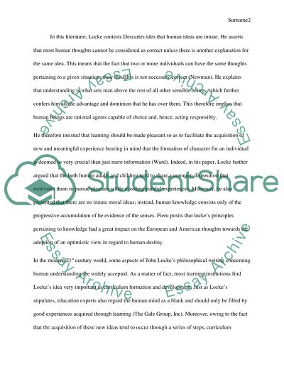 Lockes Human Understanding and the Two Treaties on Government
