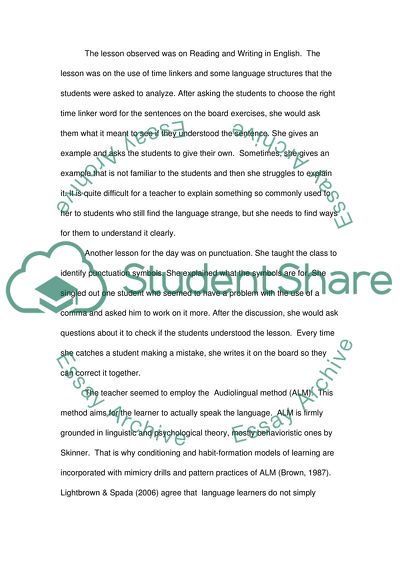 Observing a Class Learning Reading and Writing