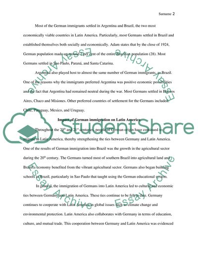 The Reasons for the German Immigration into Latin America