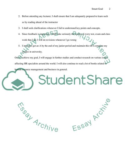 Smart Goal: Graduate from University in Human Resource Management