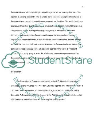 The Congress and Obamas Agenda