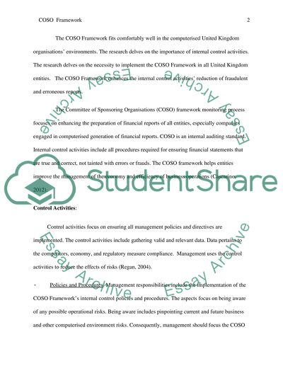 Explain how coso framework can be applied in a computerised environment