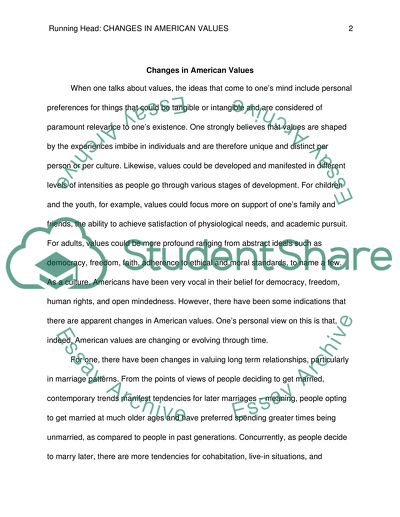 Changes in american values