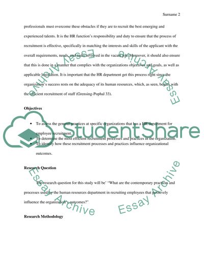 Report about recruitment department on human resources