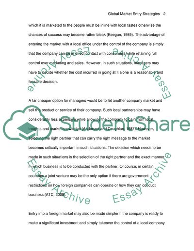 Global market entry strategies offer both opportunities and threats, impacting on managers decisions