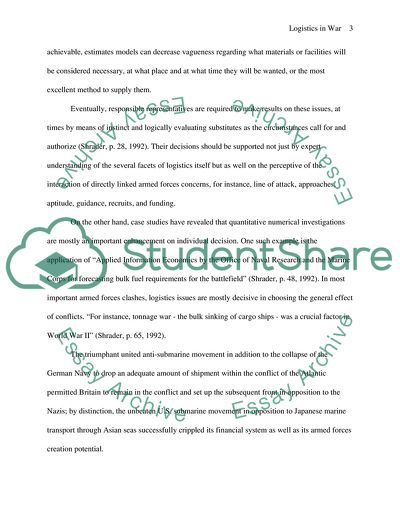 Military Logistics in War