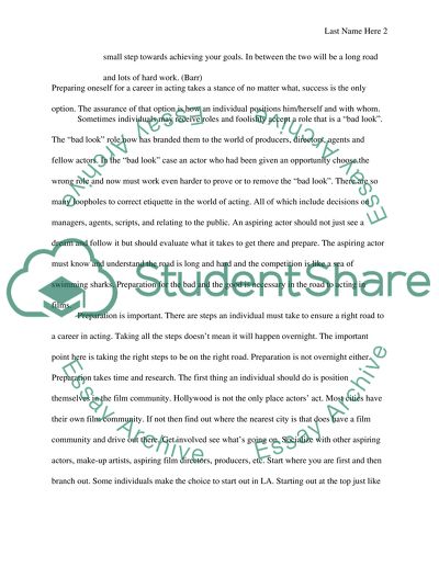 The road to acting in films