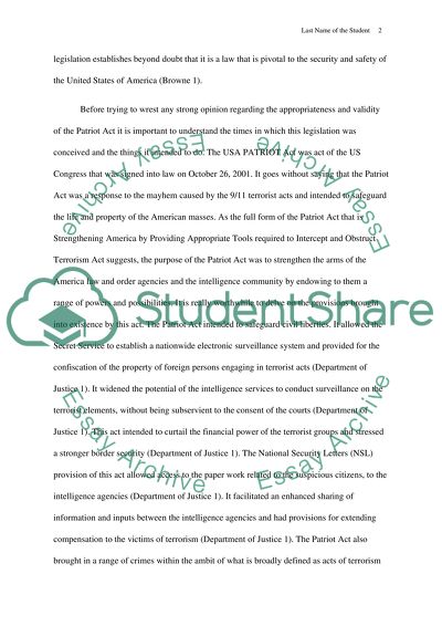 Justifying the Patriots Act