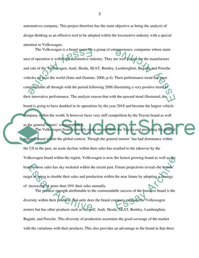 Design thinking and Volkswagen Organization