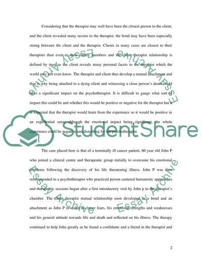 Humanistic Person-Centered Psychotherapist Work