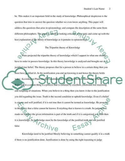 Epistemology as One of the Most Important Fields of Philosophy