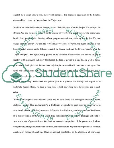 Y Goddodin from the Book of Aneirin as a Scottish Equivalent of Homers Iliad