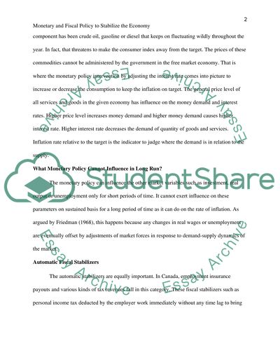 Should the Canadian Government Use Monetary and Fiscal Policy to Stabilize the Economy