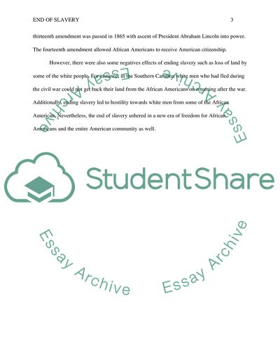 End of Slavery for African Americans