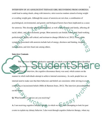 Interview of a Adolescent teenage girl recovering from Anorexia