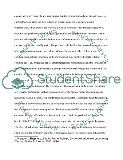 How Does the Technology of Communication Influence the Identity of the Community