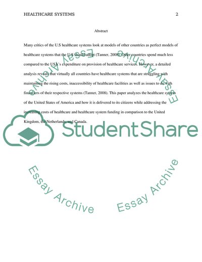Analysis of Healthcare Systems in The United States