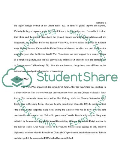 The Relationship between China and the United States after the Second World War