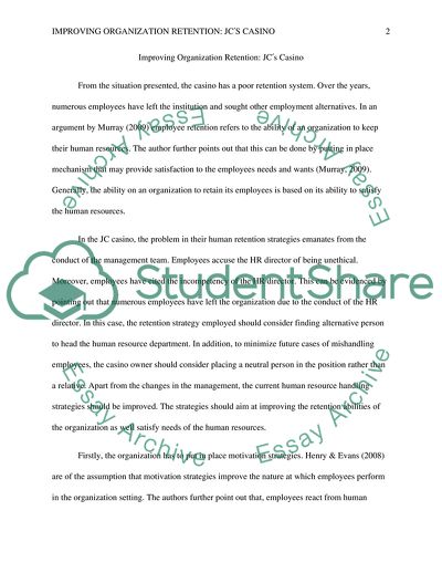 Improving Organization Retention: JCs Casino