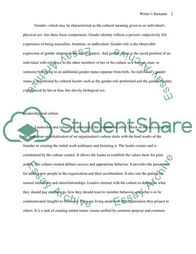 The Affect of Culture and Gender on Leadership