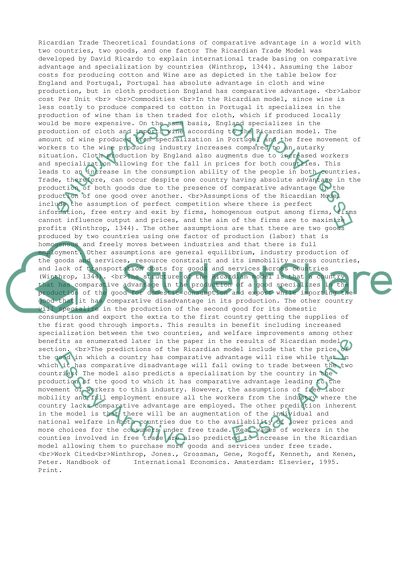 The Ricardian Trade Model