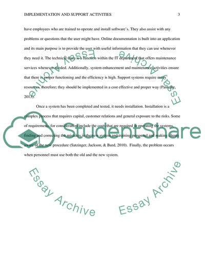 Implementation and Support Activities
