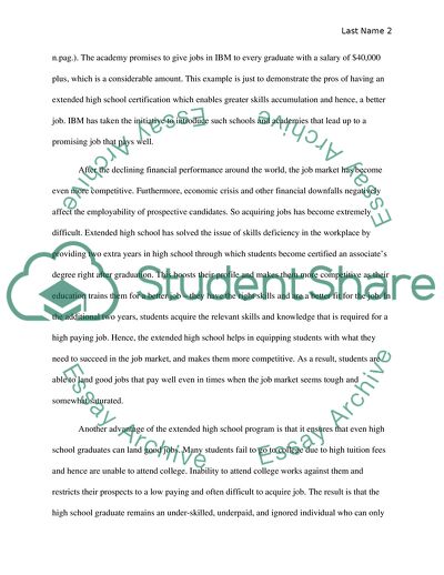 Pros of the Extended High School