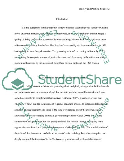 The consequences of the 1979 Iranian Revolution for Democracy, Freedom, and Justice in Iran