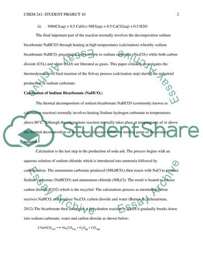 The Solvay Process for Sodium Carbonate