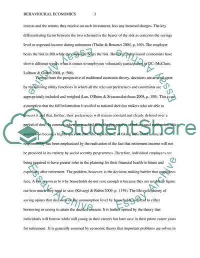 Behavioral Economics of the Save More Tomorrow