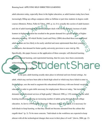 Applying Self-Directed Learning and Transformational Learning