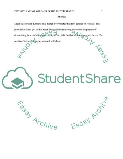Divorce Among Koreans in the United States