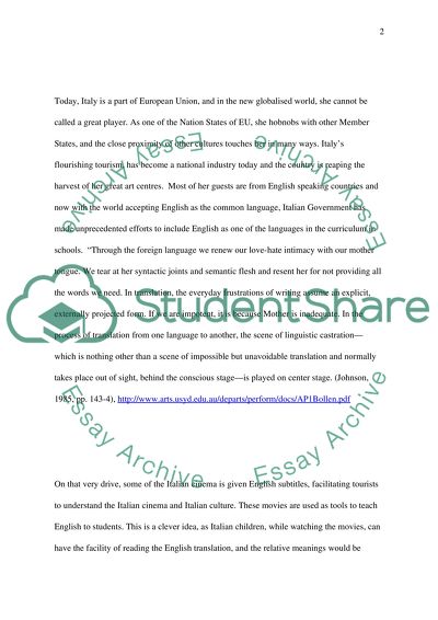 The effectiveness of English subtitles in a Culturally important Italian film