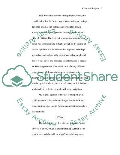 Computer Project: You, Your Computer, and the Net