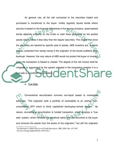 Securitization as a System of Pooling Resources in the Area of Banking and Finance Law