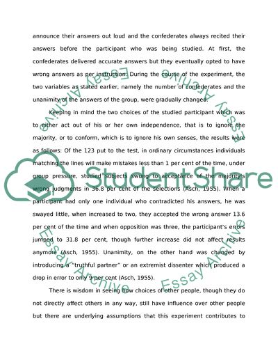 Social Influence Assignment (Psychology)