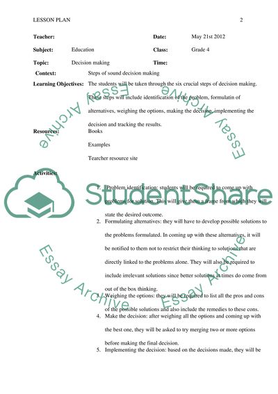 Lesson Plan for elementary grade level - any grade from 1-6