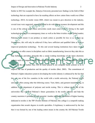 Impact of Design and Innovation in Pakistan Textile Industry