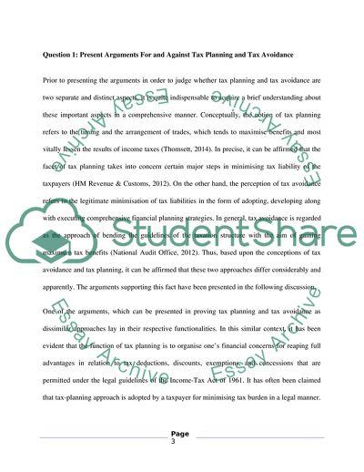 Tax Planning Involves Taking Steps Which Minimise the Tax Liability of Tax Payer